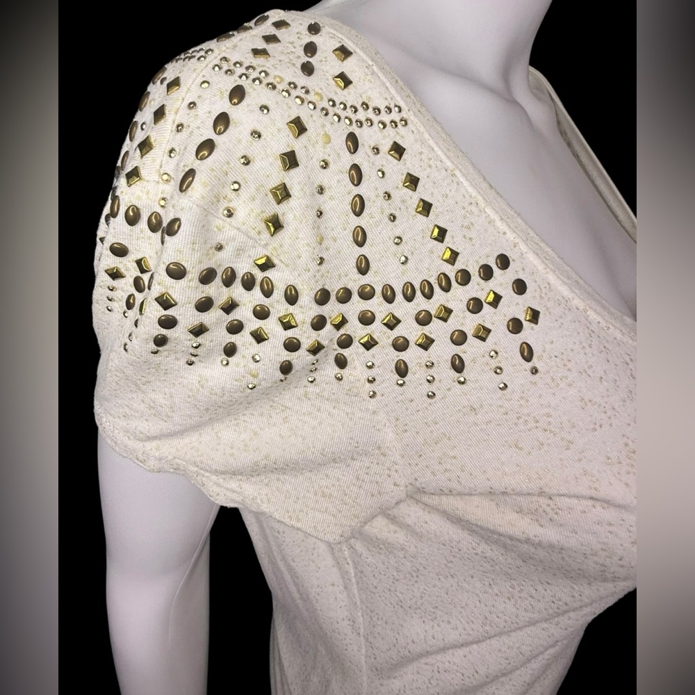 CACHE gold metallic detailing and speckled T Shirt  💛 Size Large